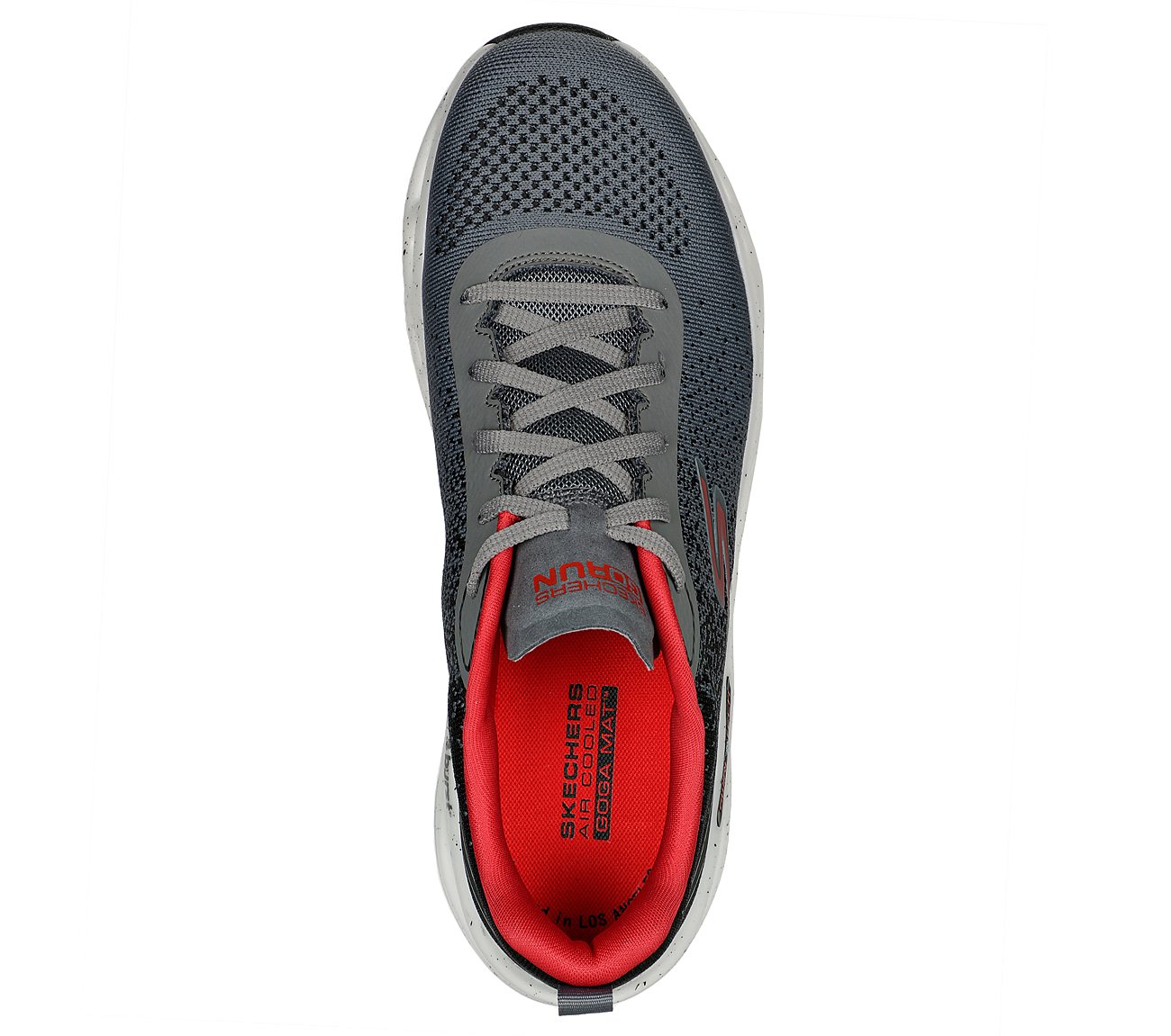 GO RUN SWIRL TECH - MOTION, GREY/RED Footwear Top View