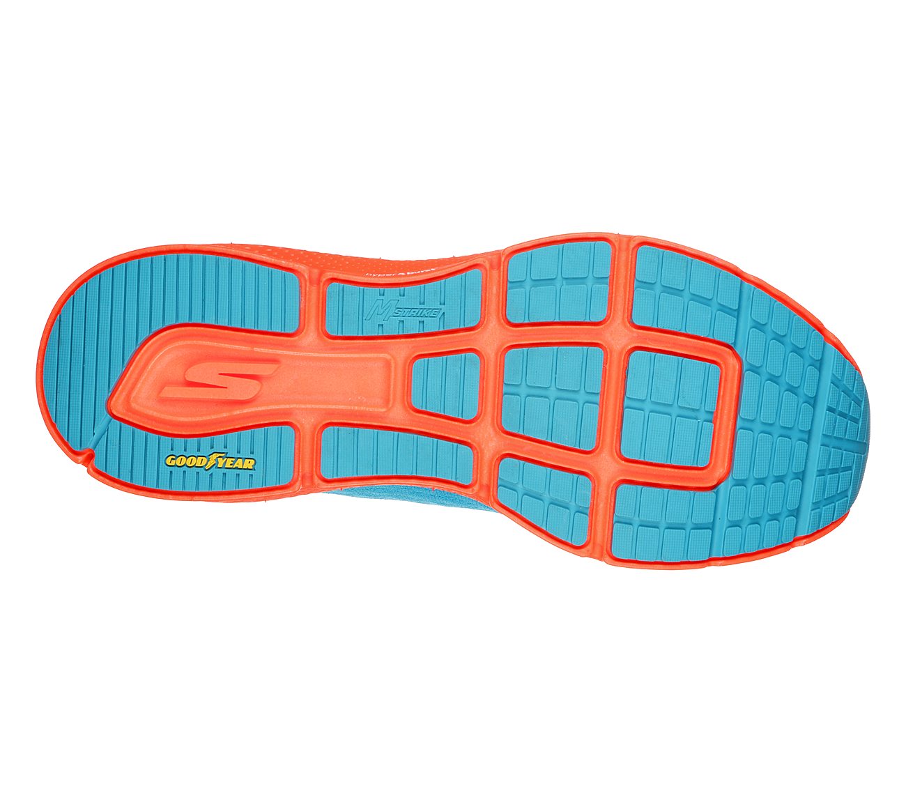 GO RUN RIDE 9 - RIDE 9, BLUE/CORAL Footwear Bottom View