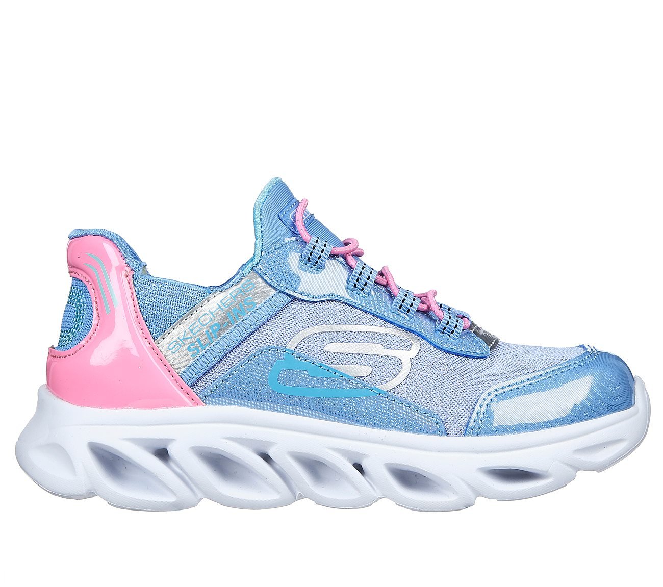 FLEX GLIDE, BLUE/PINK Footwear Lateral View
