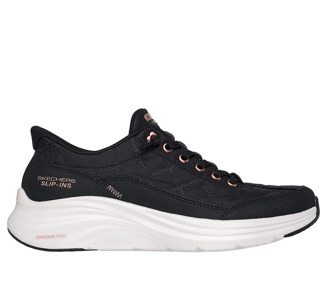 CONTOUR FOAM-GOLDEN HOUR, BLACK/ROSE GOLD Footwear Lateral View