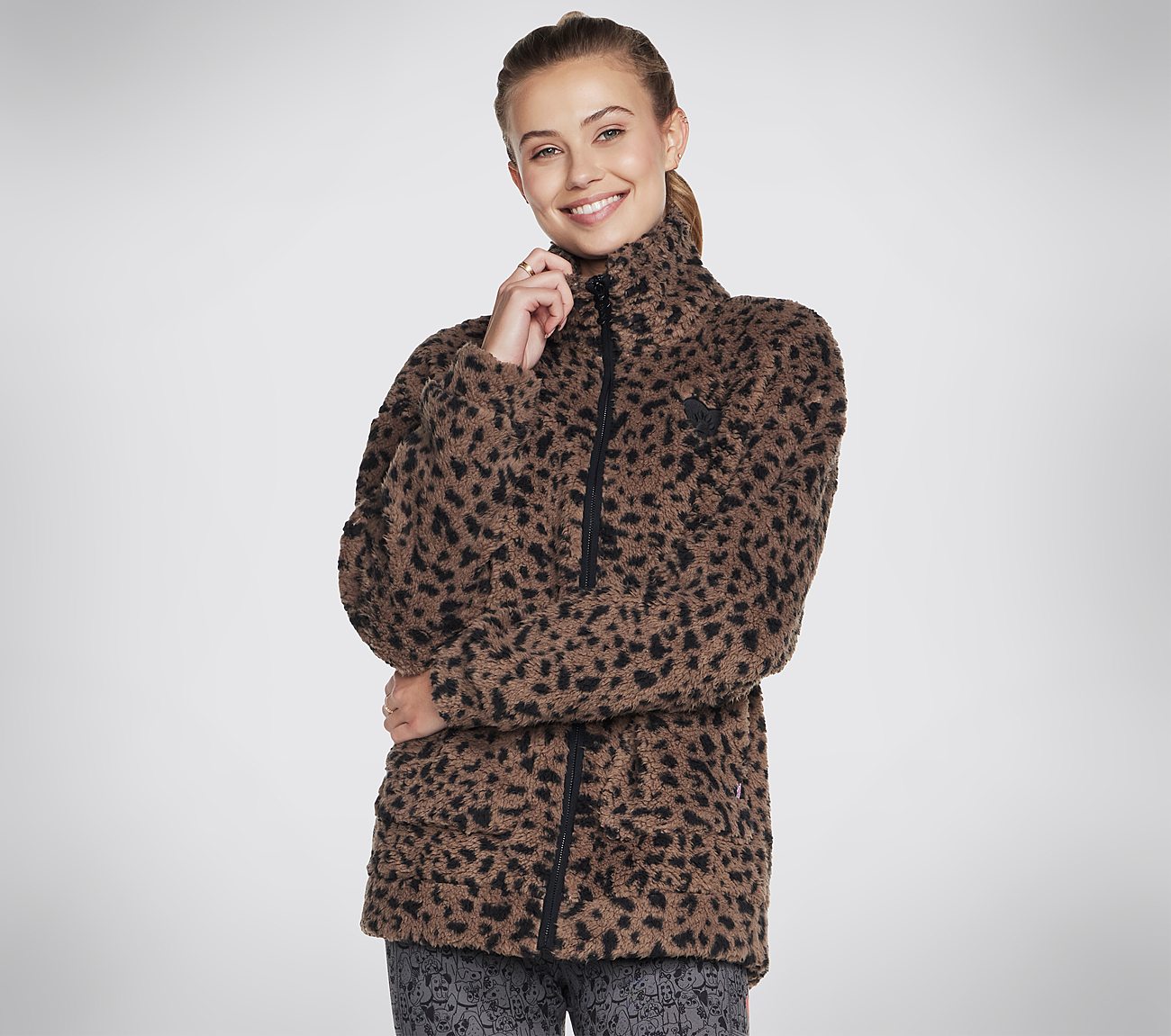 BOBS SPOT PRINT SHERPA JACKET, BROWN/MULTI Apparels Left View