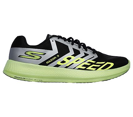 GO RUN RAZOR 3, BLACK/LIME Footwear Right View