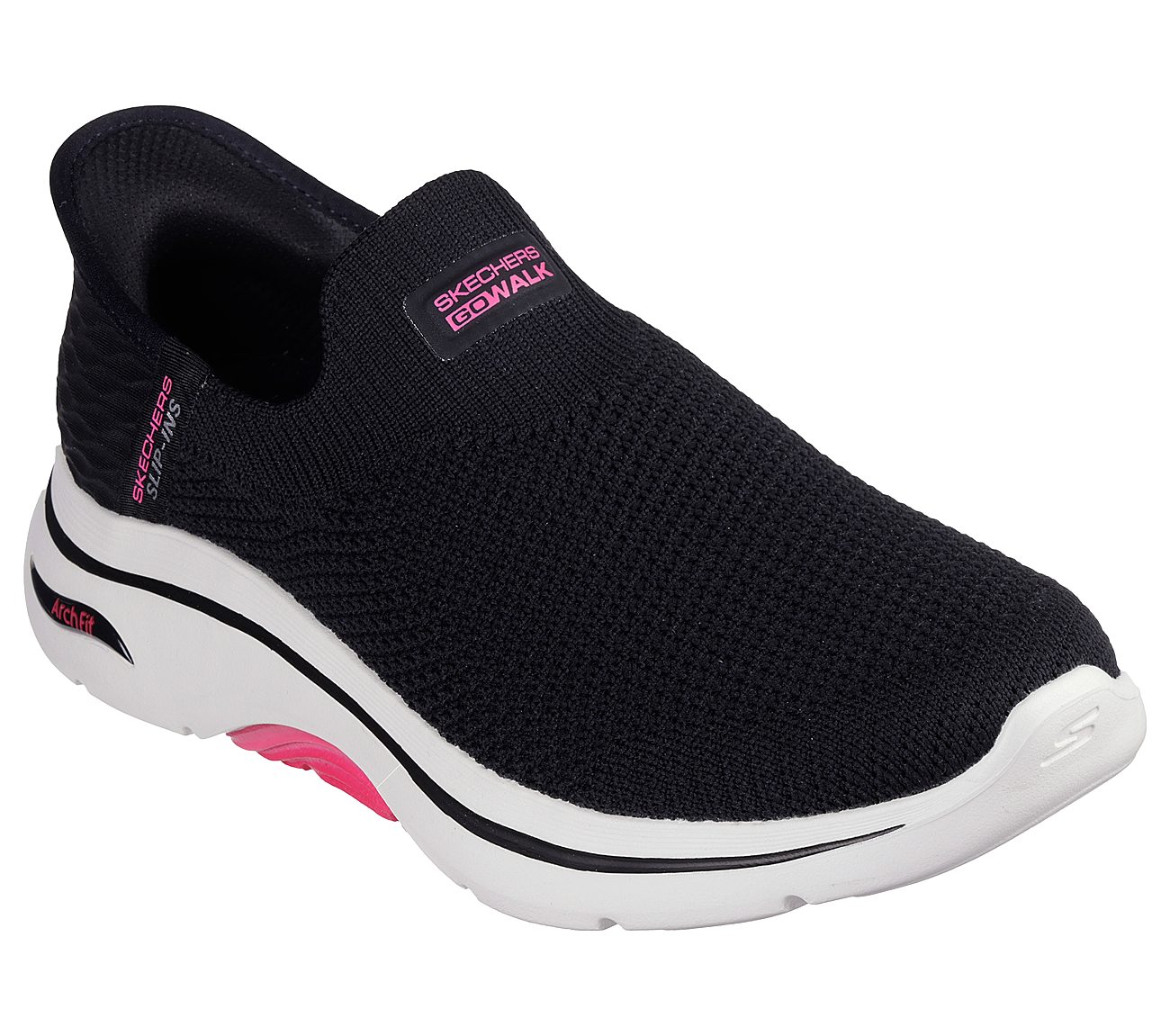 GO WALK ARCH FIT 2.0 - VAL, BLACK/HOT PINK Footwear Right View