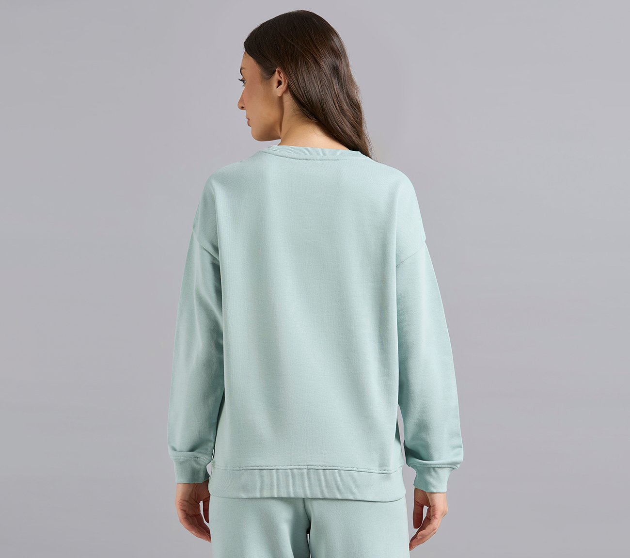 SKECHERS APPLIQUED SWEATSHIRT, OFF WHITE/NAVY Apparels Left View