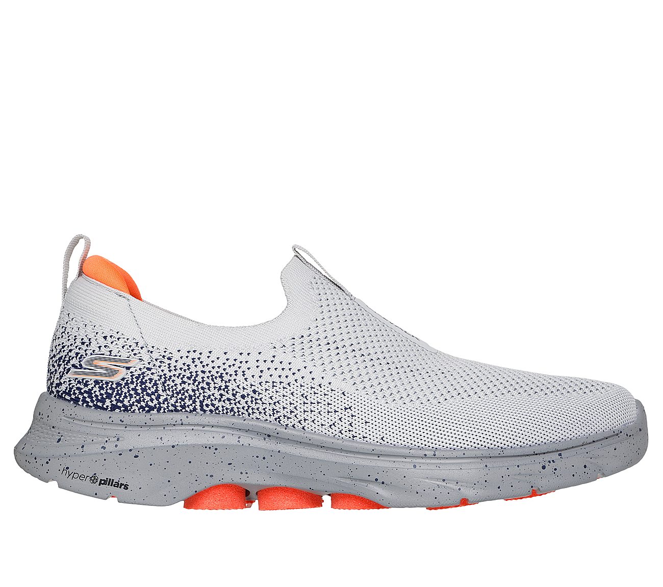GO WALK 7, GREY/ORANGE Footwear Lateral View