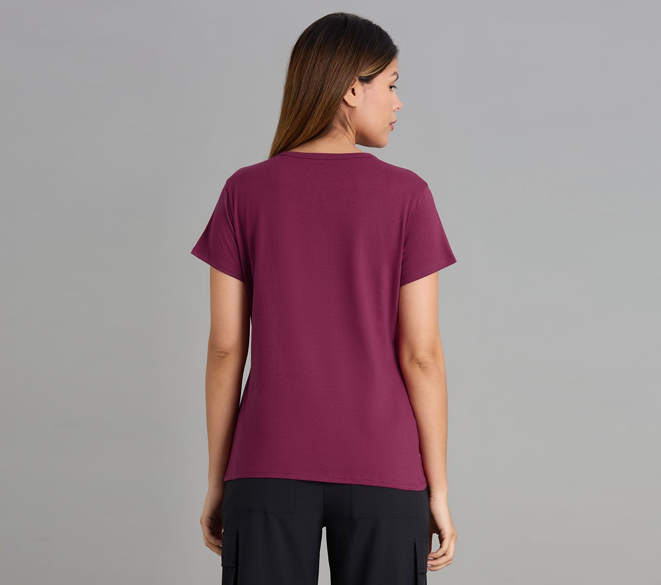 CREW NECK DIAMONTE T-SHIRT, BURGUNDY/PINK