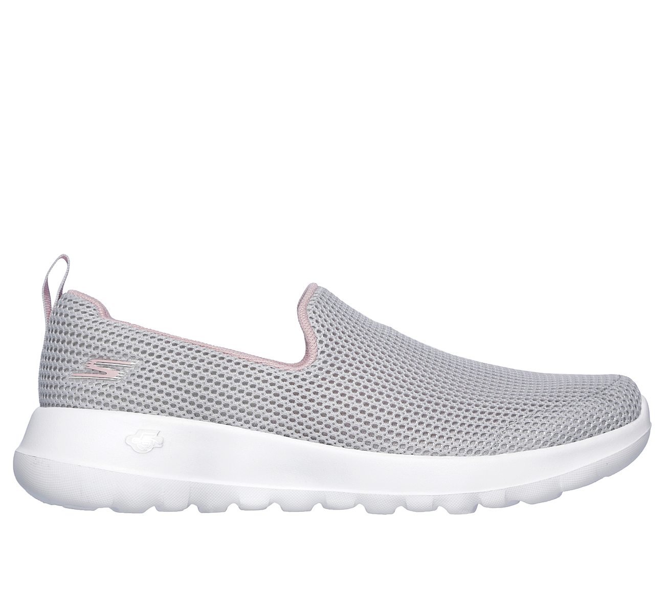 GO WALK JOY-CENTERPIECE, LIGHT GREY/PINK Footwear Lateral View