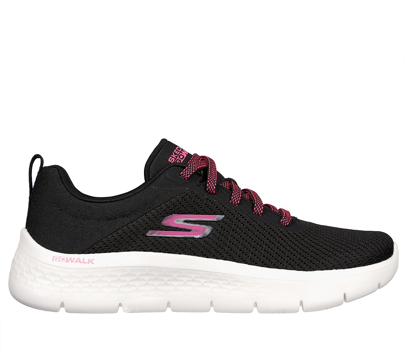 Skechers Black/Hot Pink GoWalkFlex Lace Up Shoes For Women Style ID