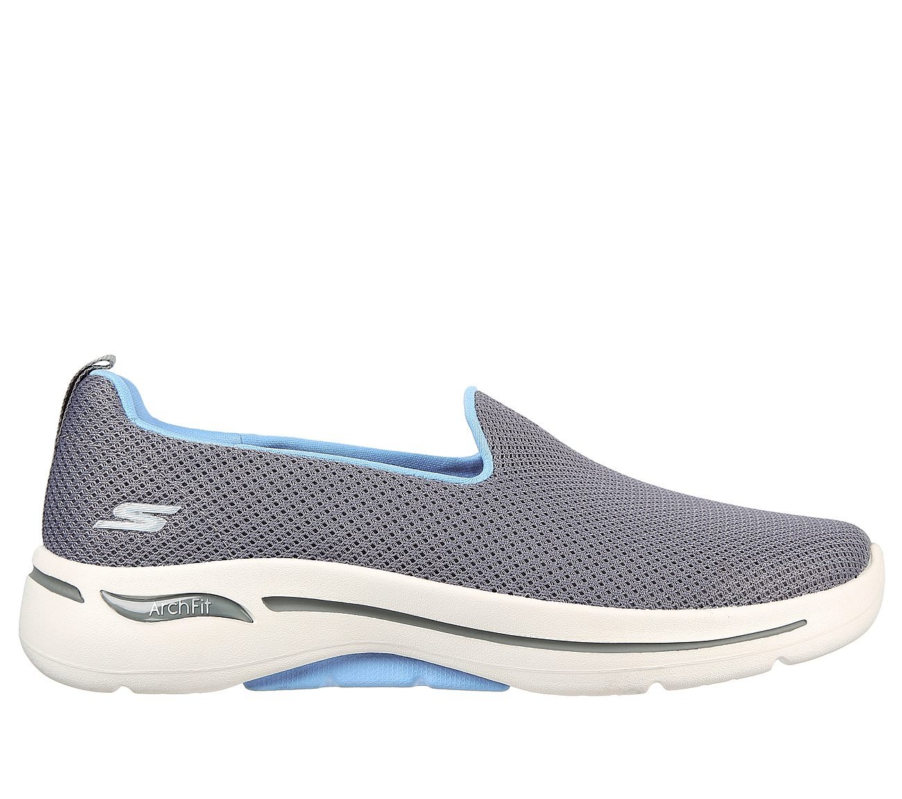 Skechers Grey/Blue Go Walk Arch Fit Grateful Womens Walking Shoes ...