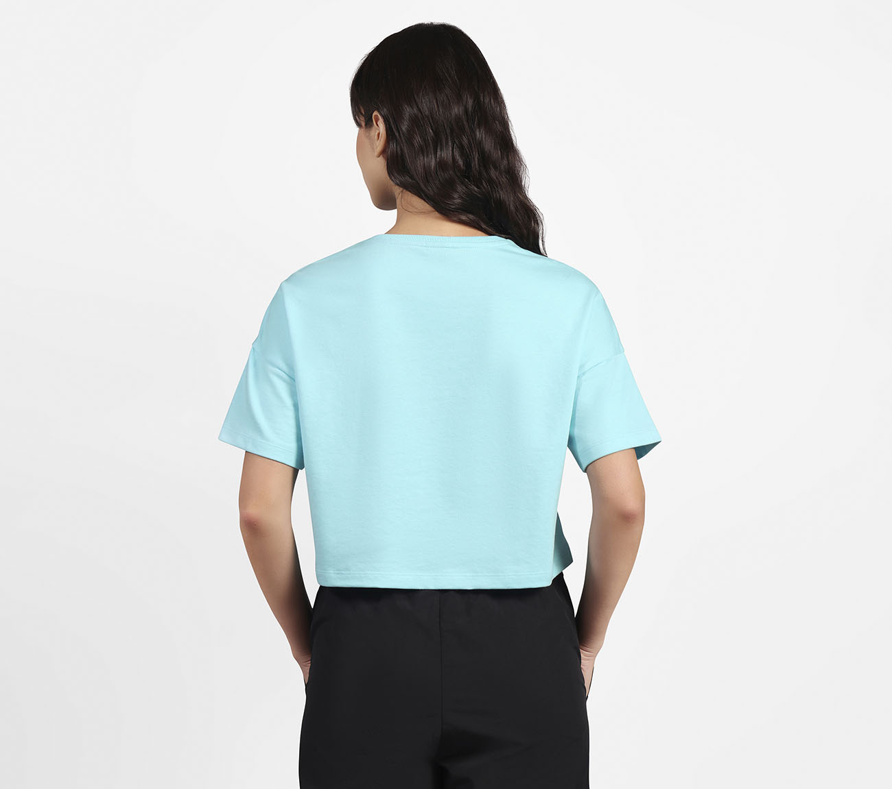DROP SHOULDER BADGE T-SHIRT, SILVER/PURPLE/TURQUOISE Apparel Left View