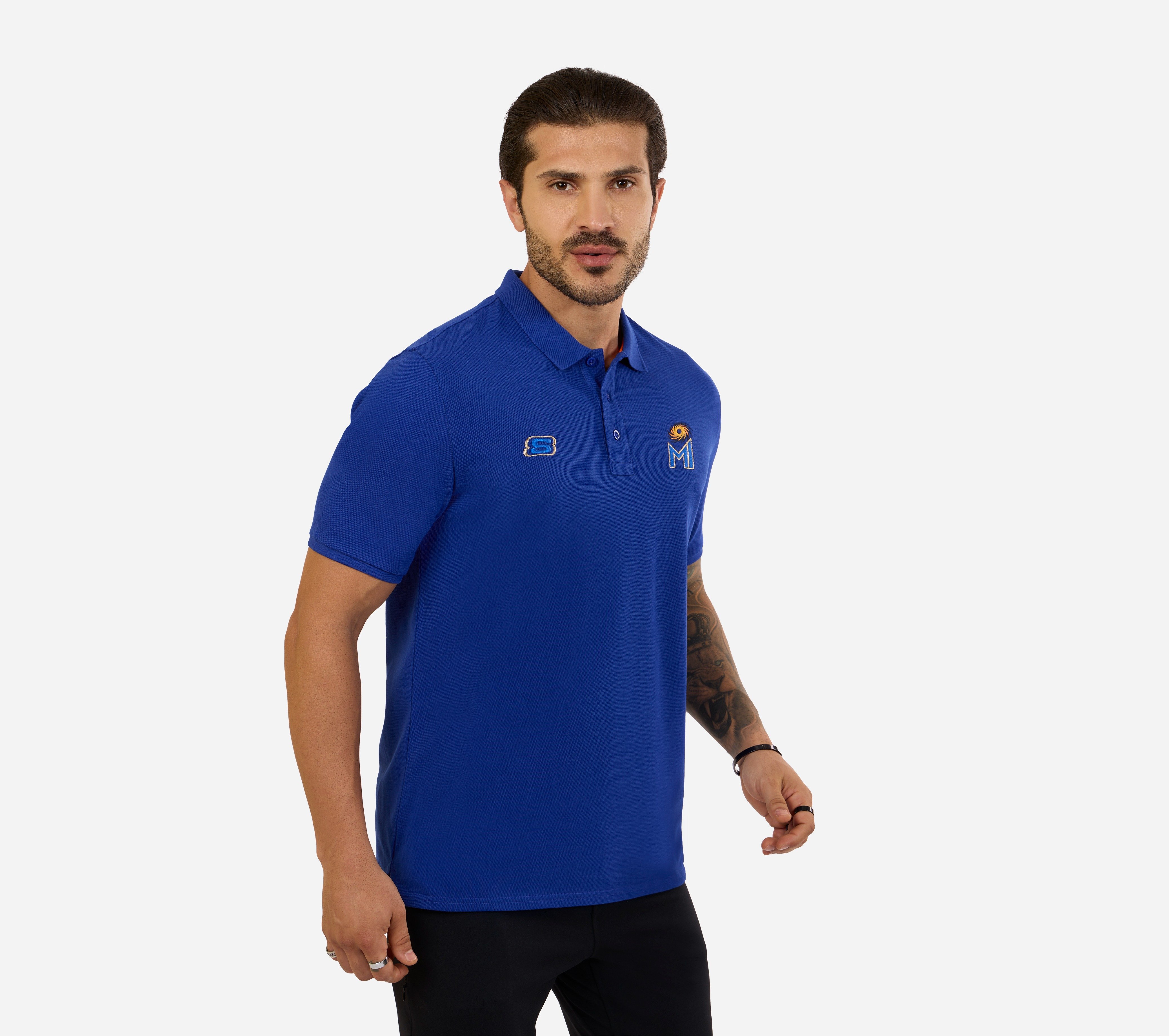 MI FAN LOGO POLO, Royal Blue Apparel Bottom View