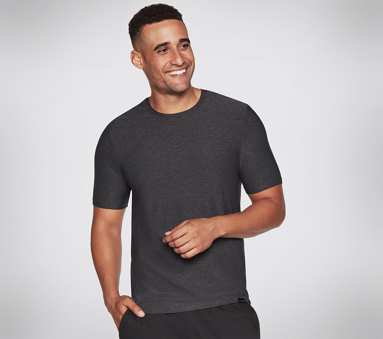 GODRI ALL DAY TEE, BLACK/CHARCOAL Apparels Lateral View