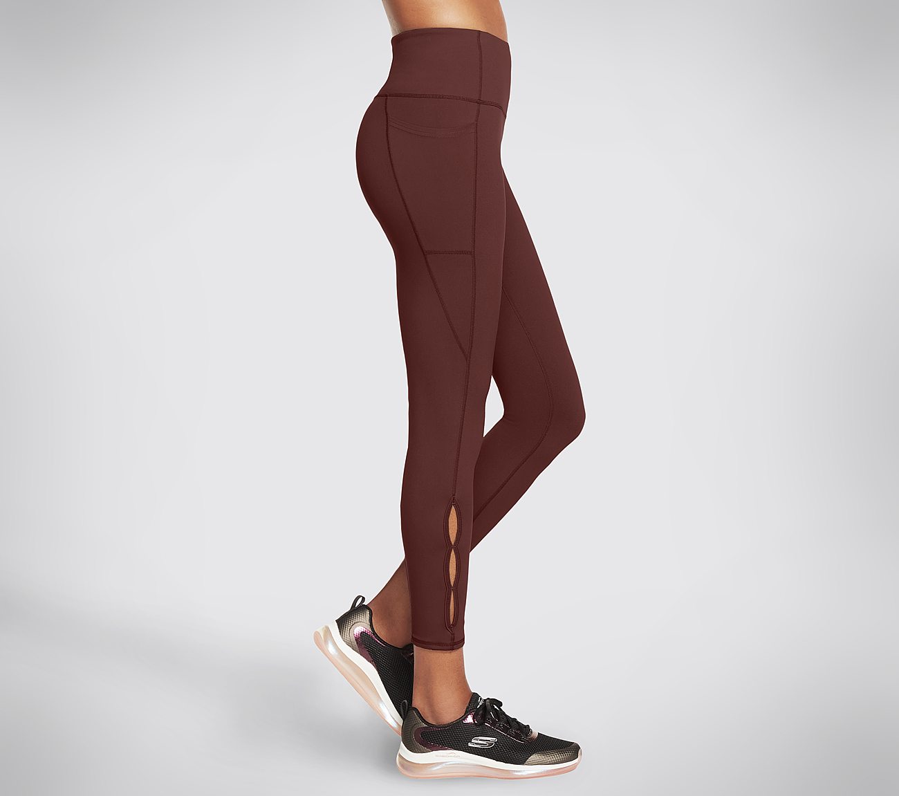 GOFLEX SLIT HW 7/8 LEGGING, BURGUNDY/BROWN Apparels Bottom View