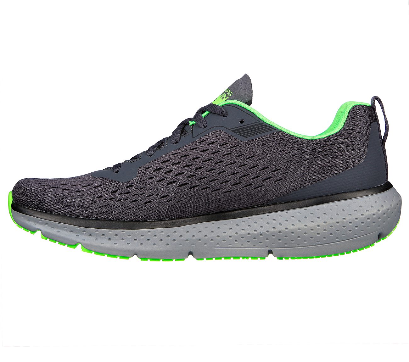 GO RUN PURE 3, CHARCOAL/LIME Footwear Left View