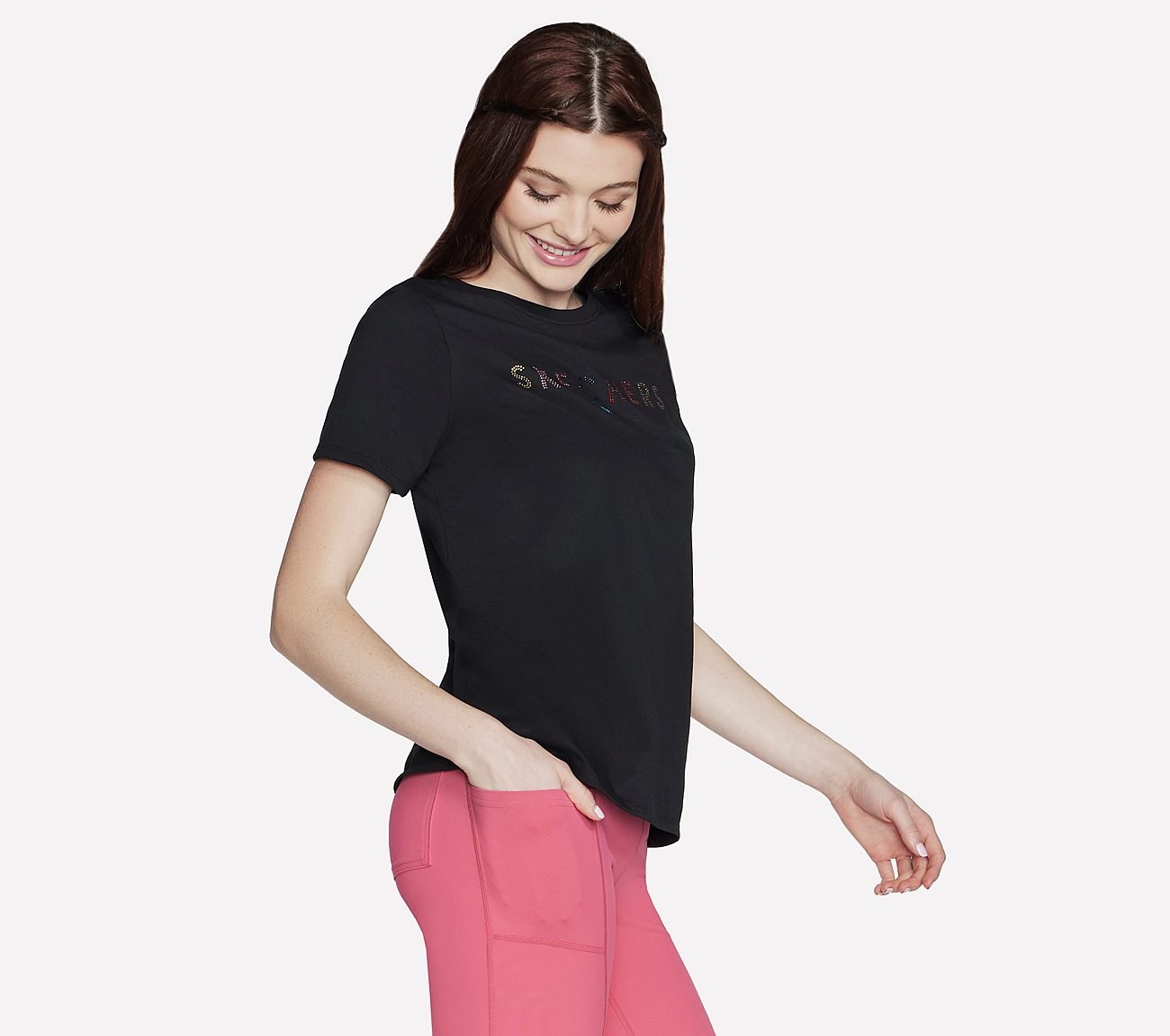 SKECHERS SHINE T-SHIRT, BBBBLACK Apparel Bottom View