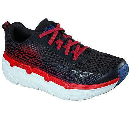 MAX CUSHIONING PREMIER, BLACK/WHITE/RED Footwear Lateral View