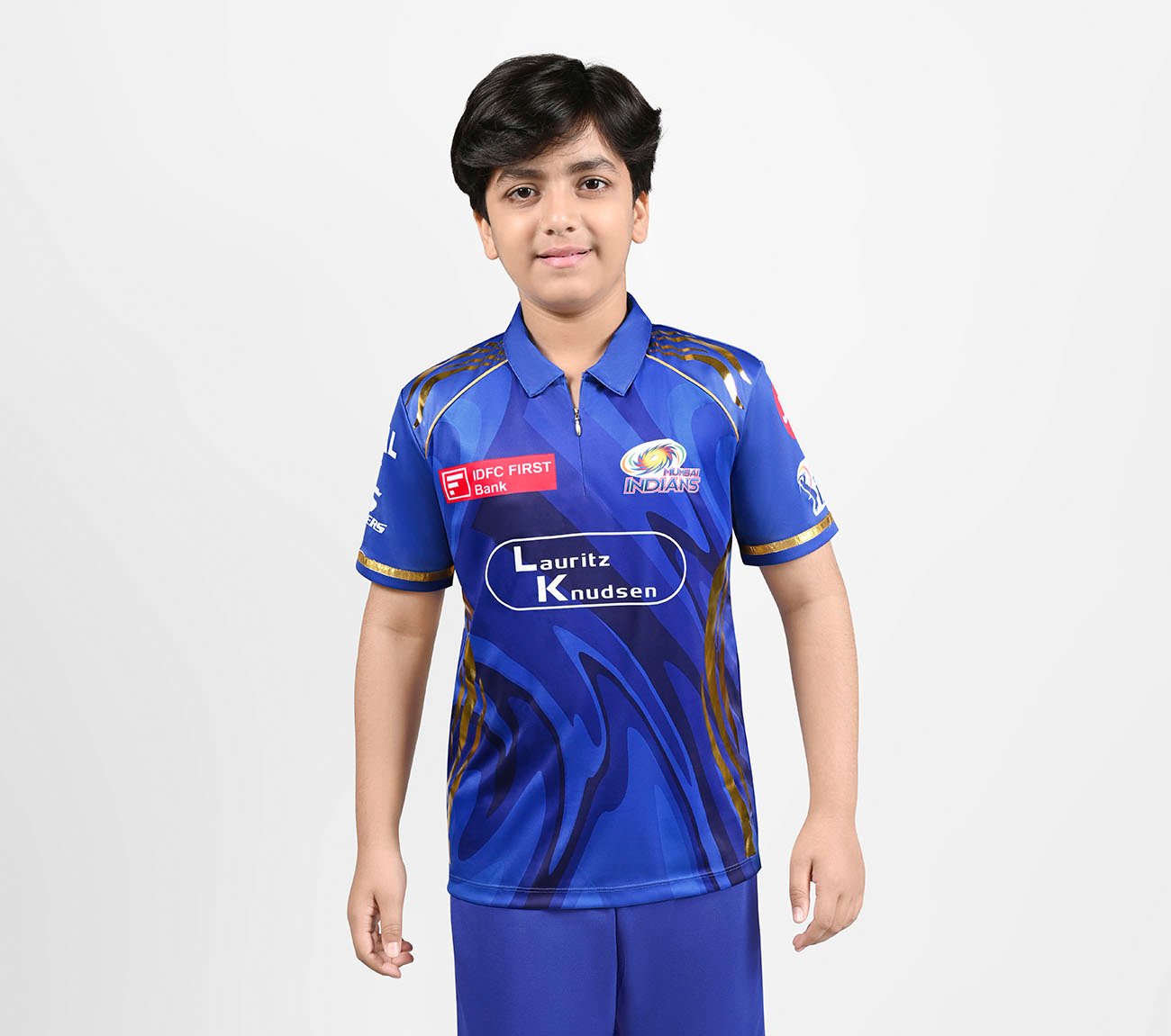 MUMBAI INDIANS: KIDS JERSEY, ROYAL/NAVY/LIME Apparel Lateral View
