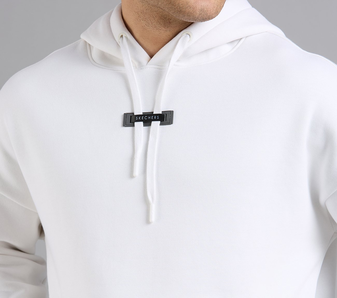 SKECHERS CORD LOOP HOODIE, WHITE Apparels Right View