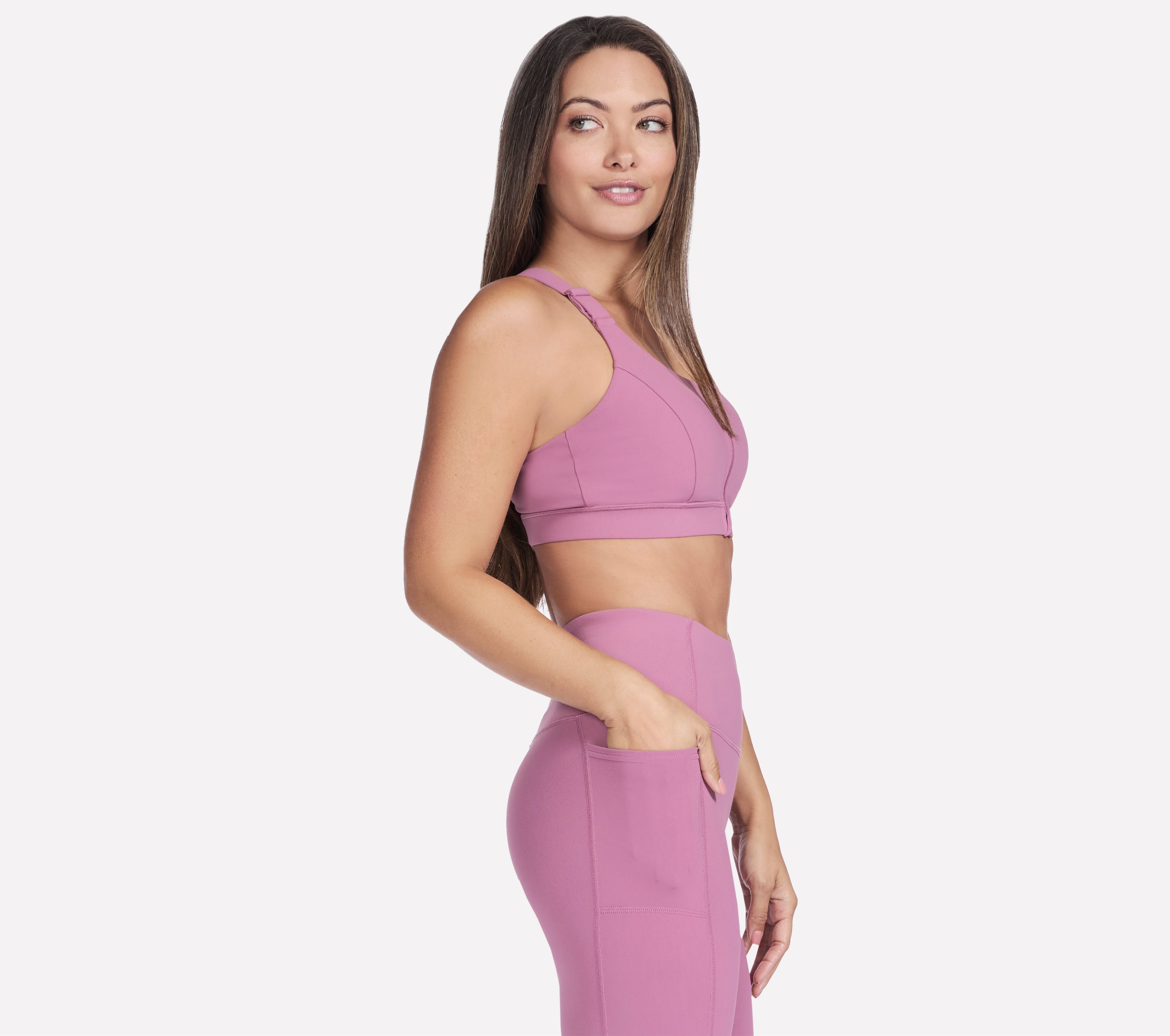 GOFLEX JOY ZIP FRONT BRA, ROSE Apparels Bottom View