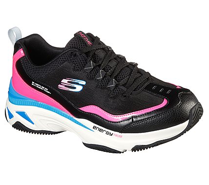 ENERGY RACER-SHE'S ICONIC, BLACK/BLUE/PINK Footwear Lateral View