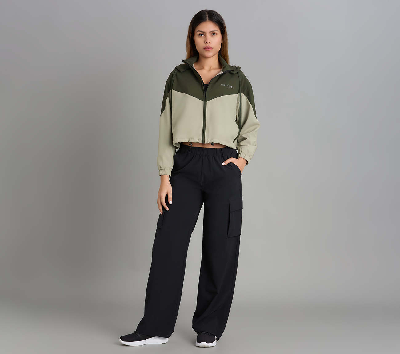 COLOR BLOCKED JACKET, BROWN/OLIVE