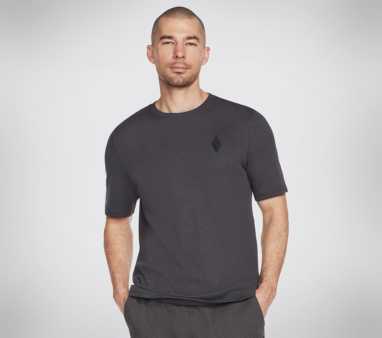 GOKNIT PIQUE SS T-SHIRT, CCHARCOAL Apparels Lateral View