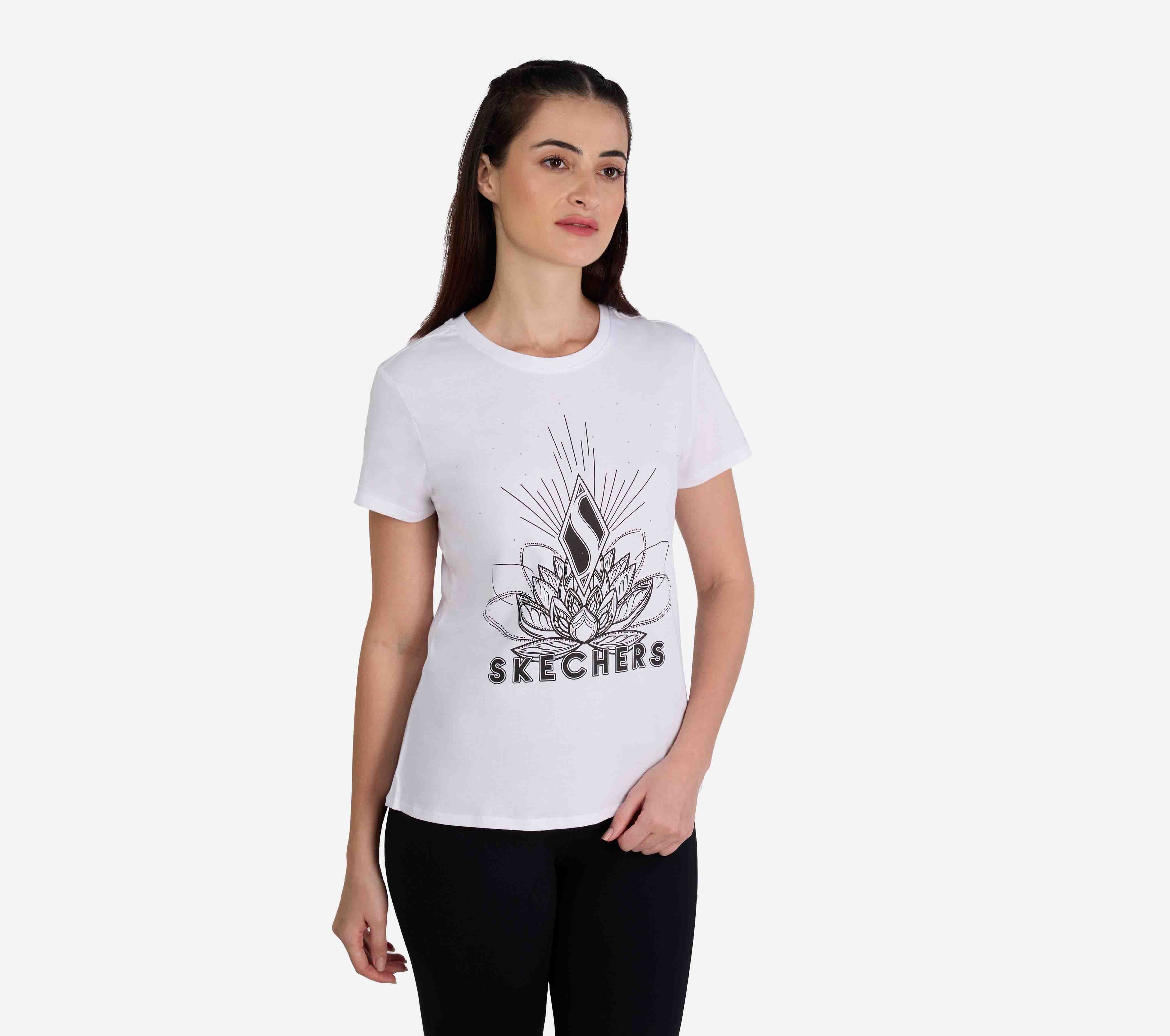 STUD EMBELLISHED ROUND NECK TSHIRT, WWWHITE Apparel Top View