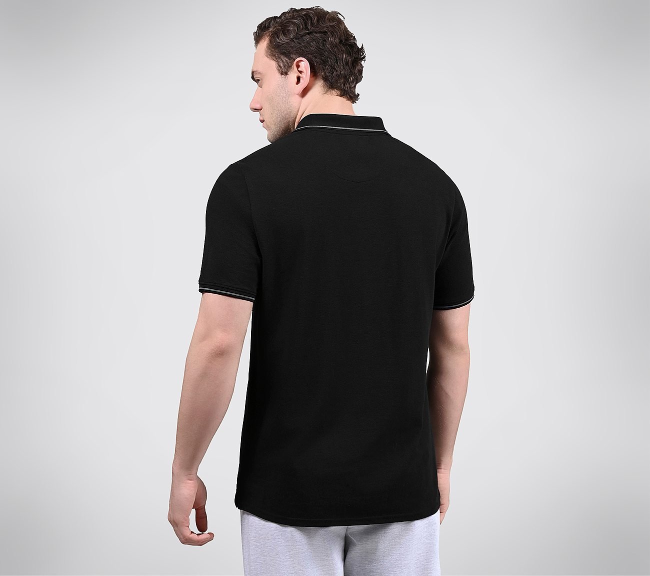 SKECHERS EVERYDAY POLO, BLACK/CHARCOAL/BLUE Apparels Right View