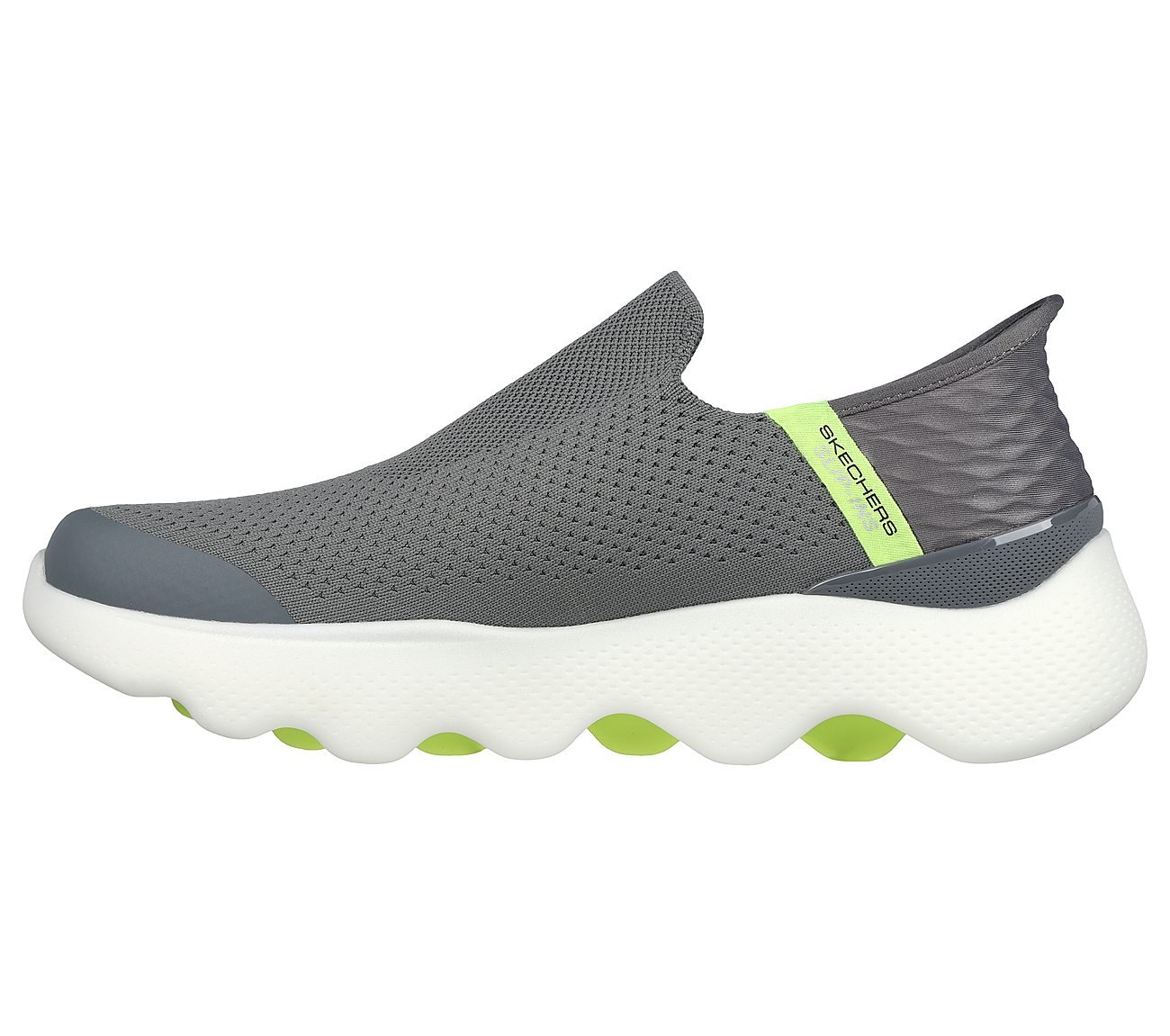 Skechers Slip-ins: GO WALK Massage Fit - Current, GRAY/LIME Footwear Left View