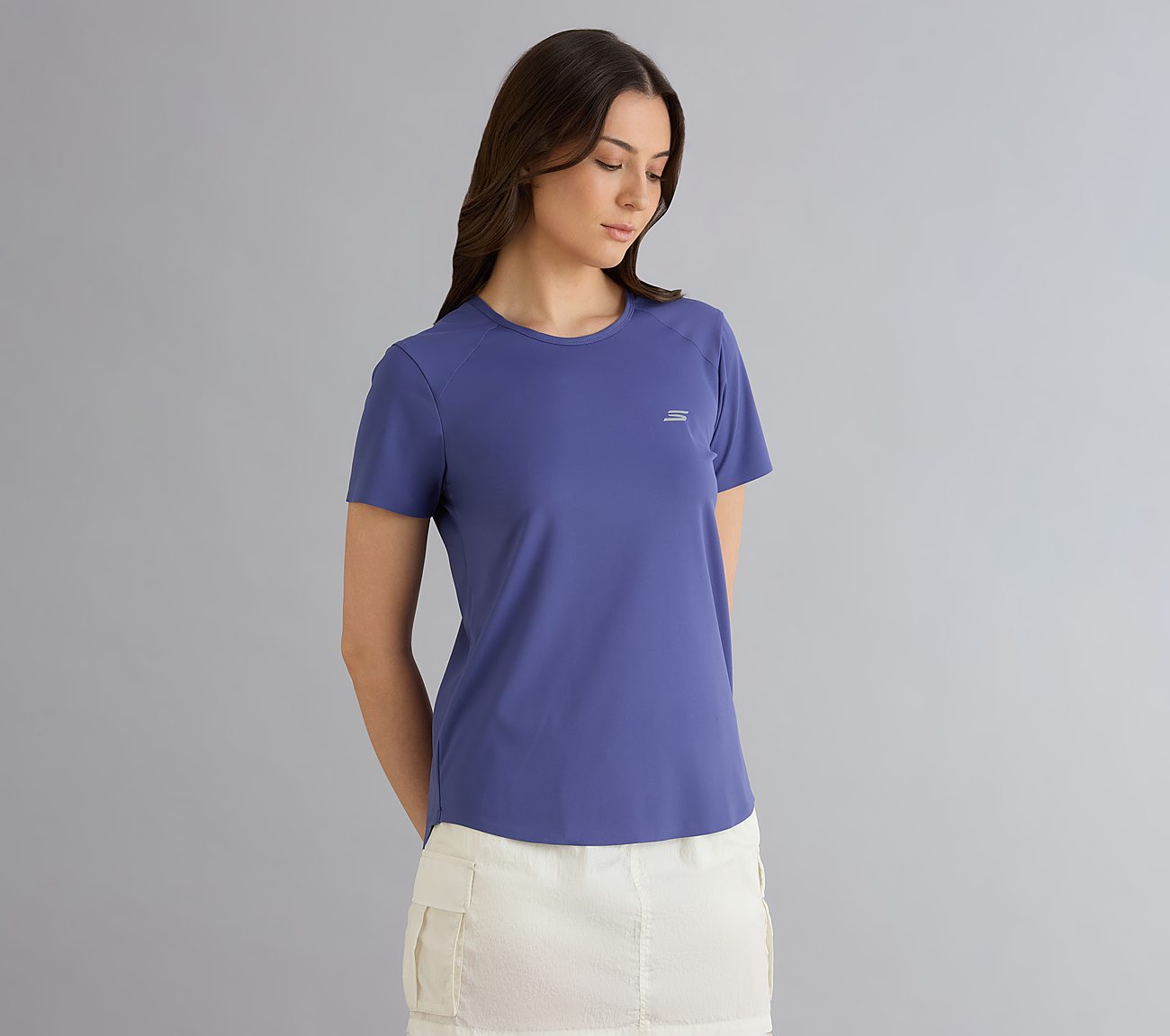 BONDED PERFORMANCE T-SHIRT, WHITE/PINK/PERIWINKLE Apparels Bottom View