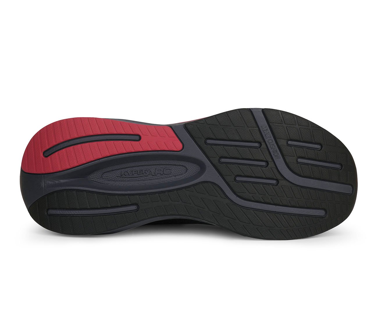 GO WALK MAX CUSHIONING ARCH F, BLACK/RED Footwear Bottom View