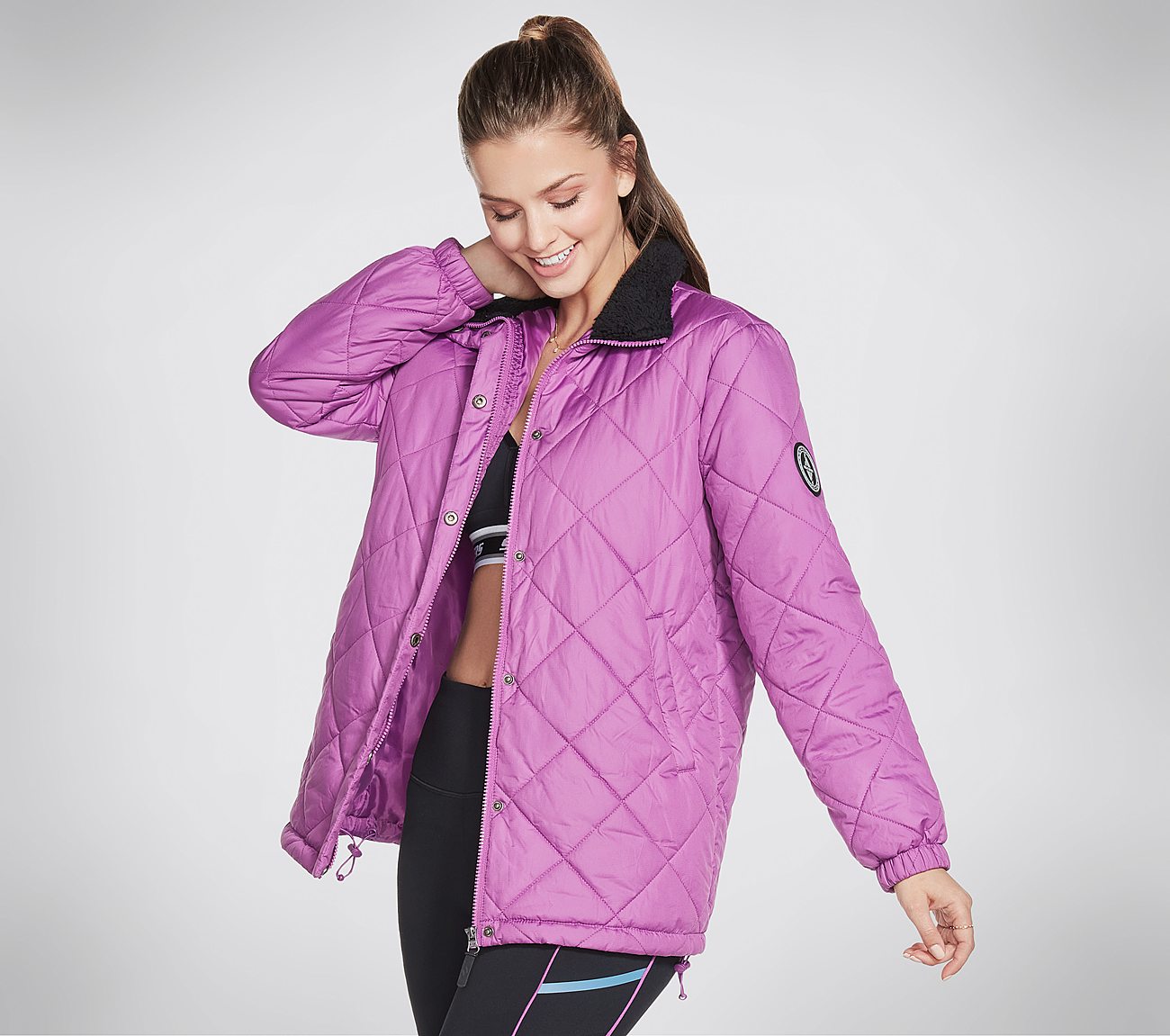  JOURNEY PUFFER JACKET, PURPLE/HOT PINK Apparels Bottom View