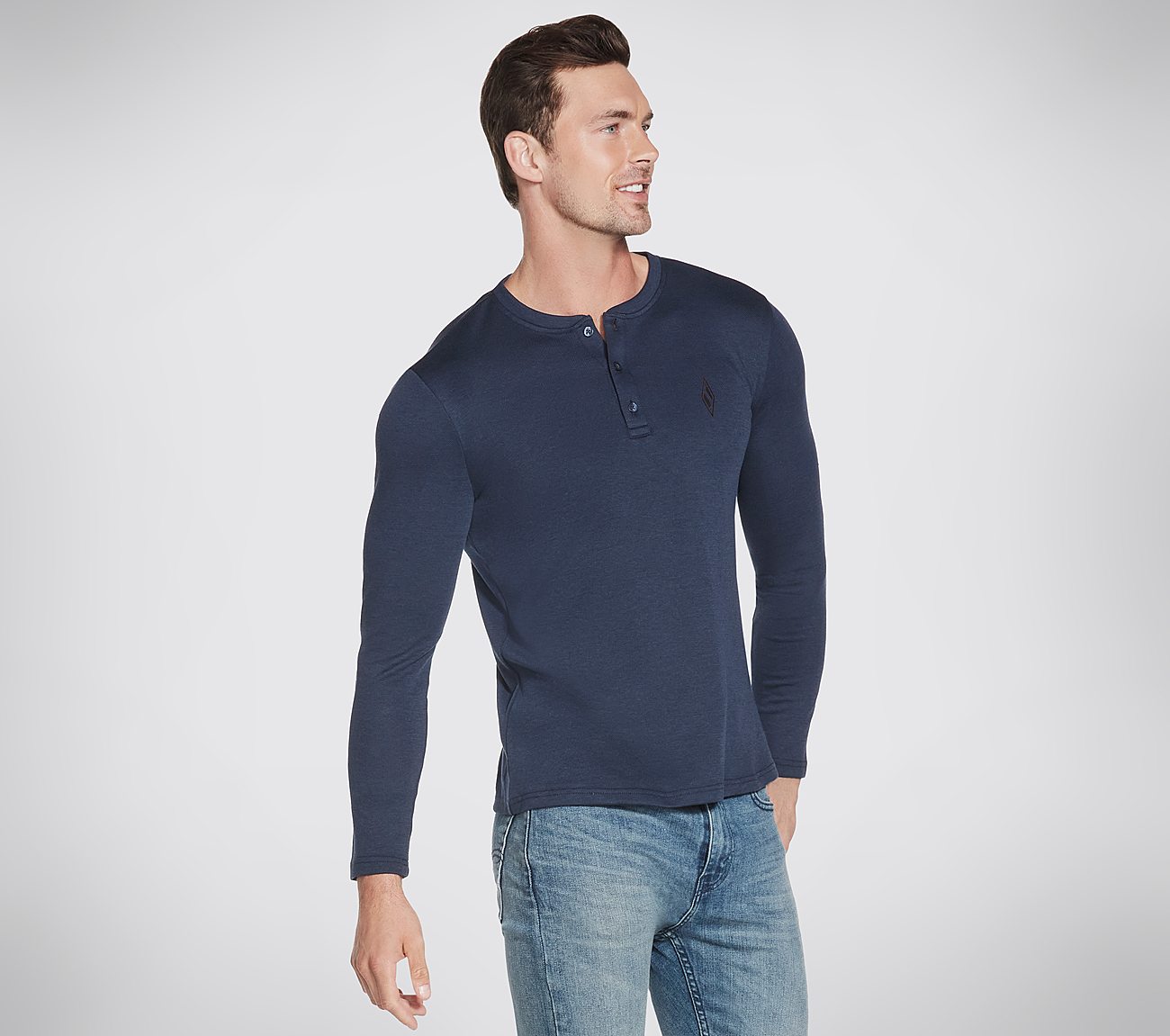 GOKNIT PIQUE HENLEY, NNNAVY Apparel Lateral View
