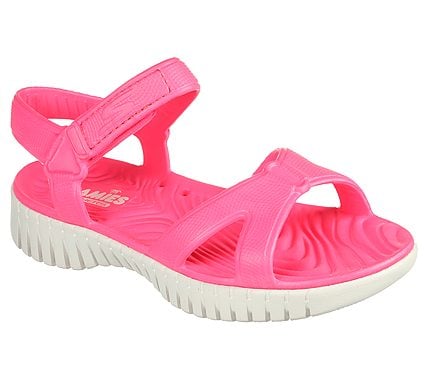 GO WALK SMART FOAMIES - ALOHA, NEON PINK Footwear Lateral View