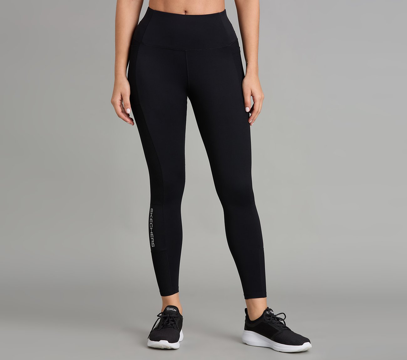 RIB PANELLED LEGGINGS, BLACK