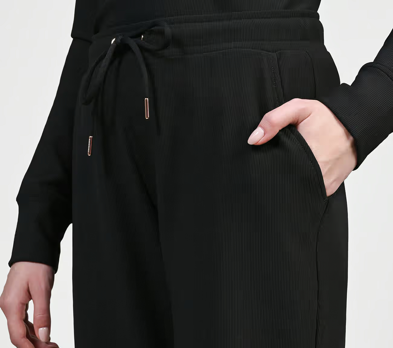 GOLUXE RIB PANT, BBBBLACK Apparels Right View