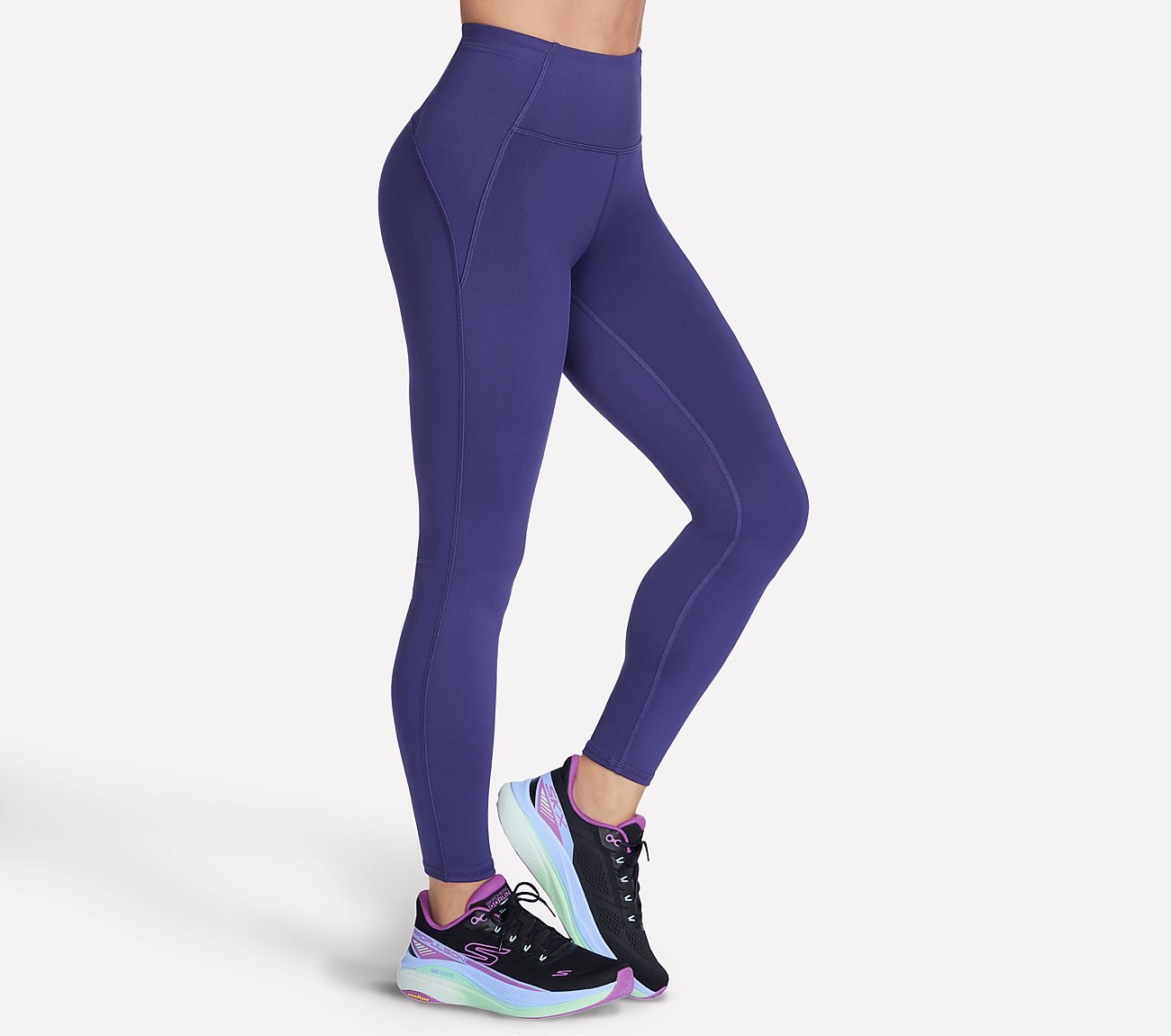 SKECHERS ENDURANCE SEAMLESS LEGGING, NAVY/PURPLE Apparels Left View