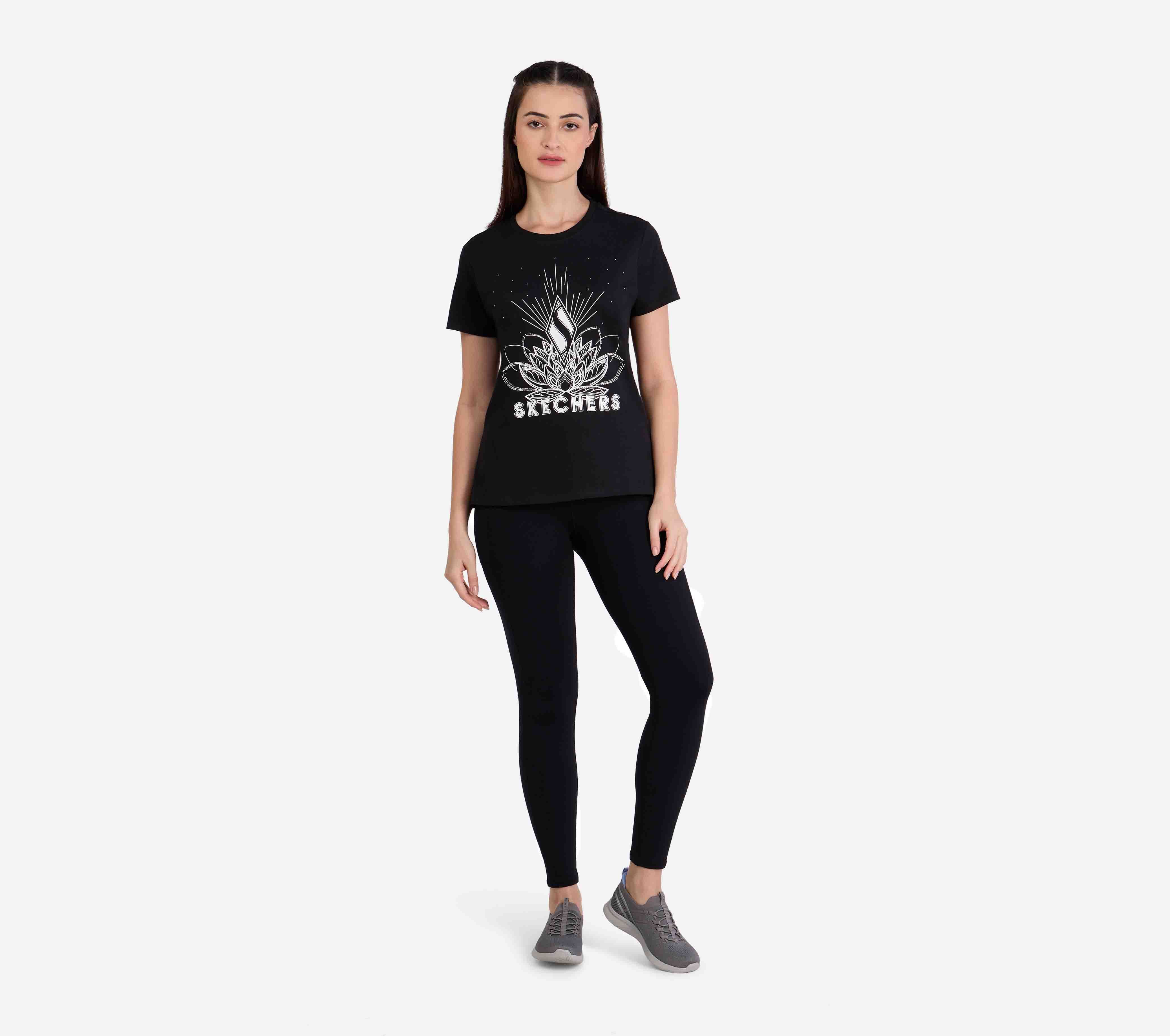 STUD EMBELLISHED ROUND NECK TSHIRT, BBBBLACK Apparel Left View