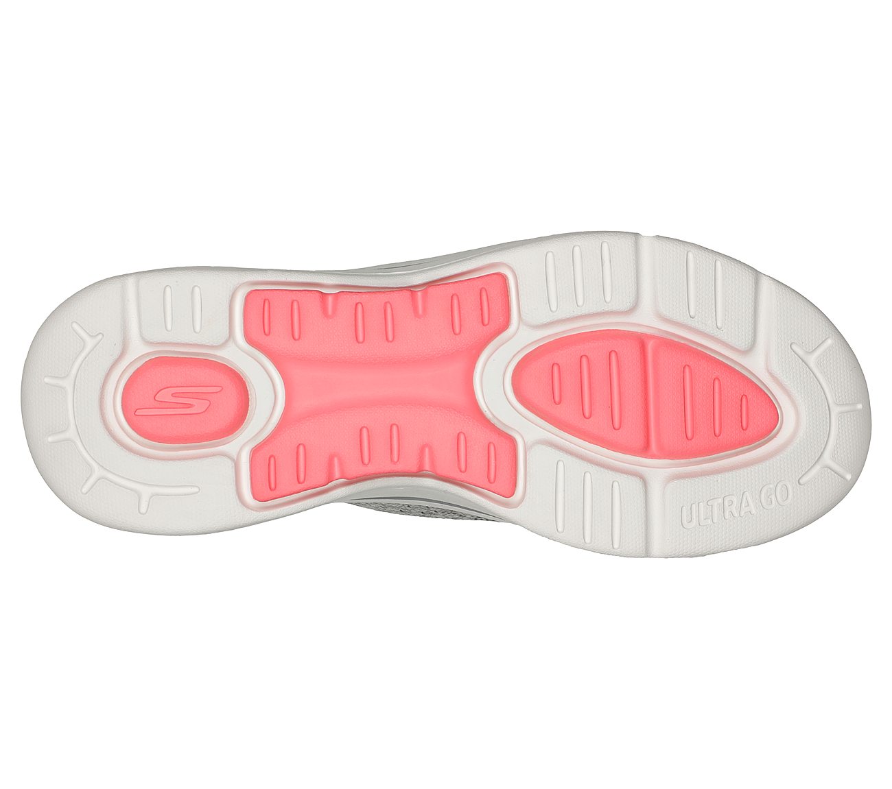 GO WALK ARCH FIT-LUNAR VIEWS, GREY/CORAL Footwear Bottom View