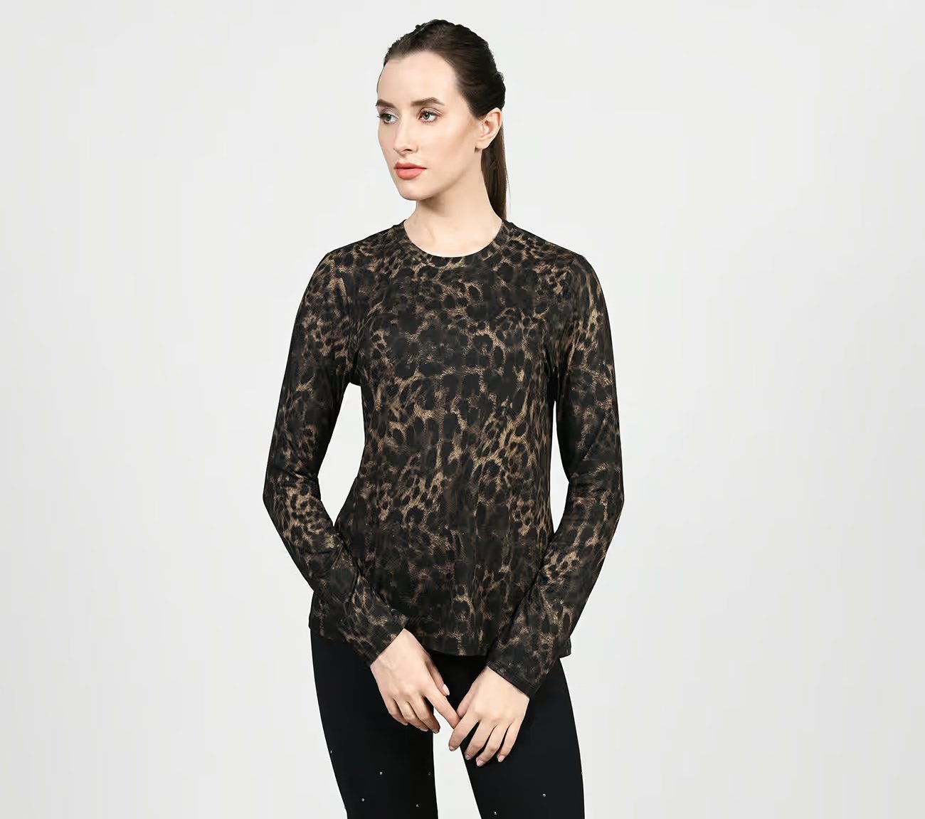  GODRI SERENE CHEETAH LS, NATURAL/TAUPE Apparels Lateral View