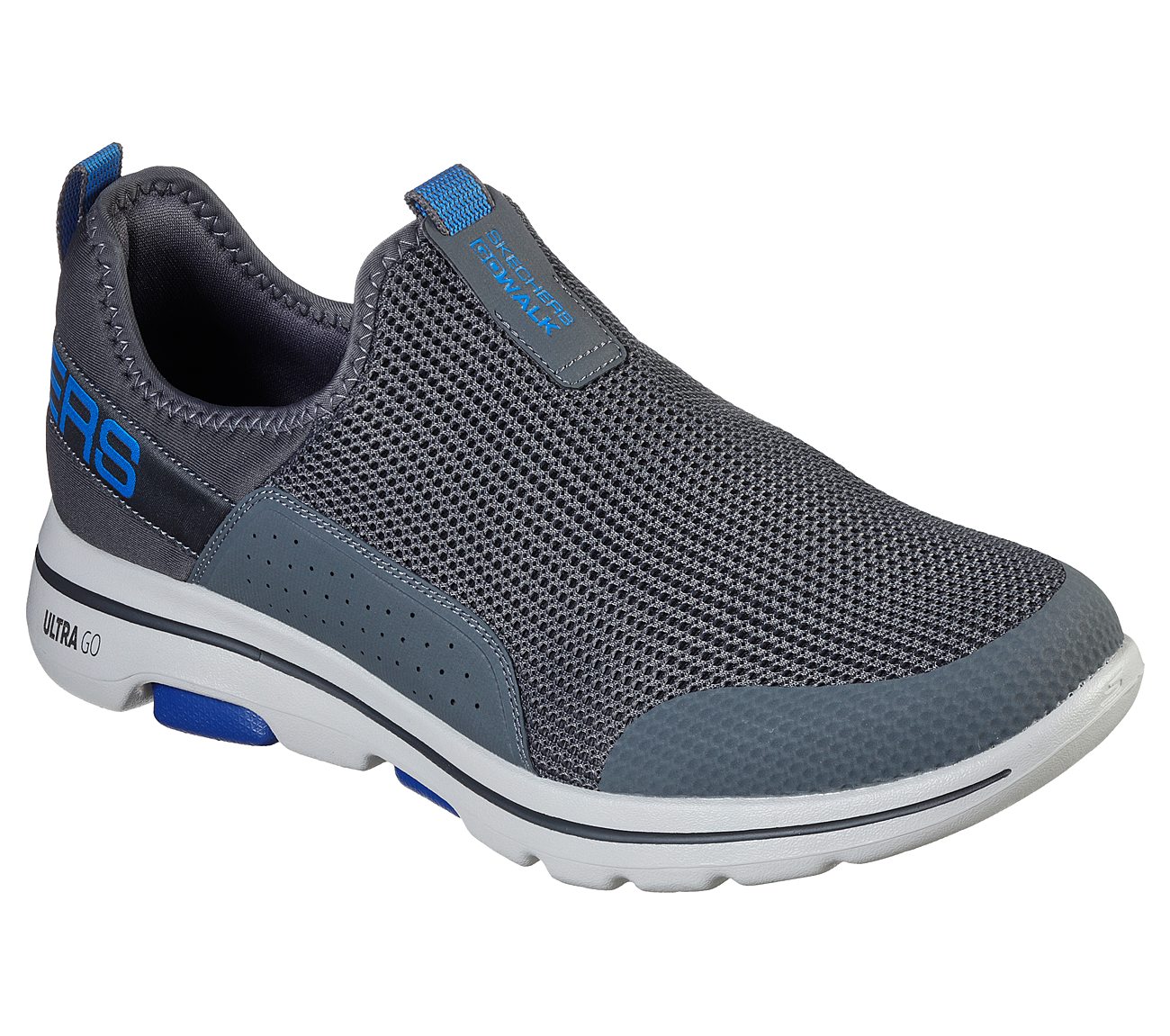 GO WALK 5 - DOWNDRAFT, CHARCOAL/BLUE Footwear Lateral View