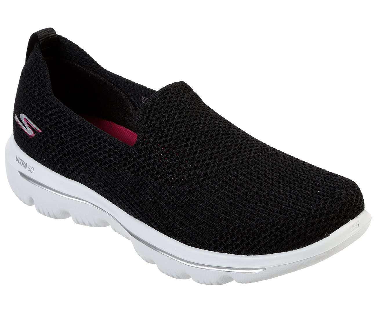 Skechers Black/White Go Walk Evolution Ultra Endle Womens Slip On Shoes ...