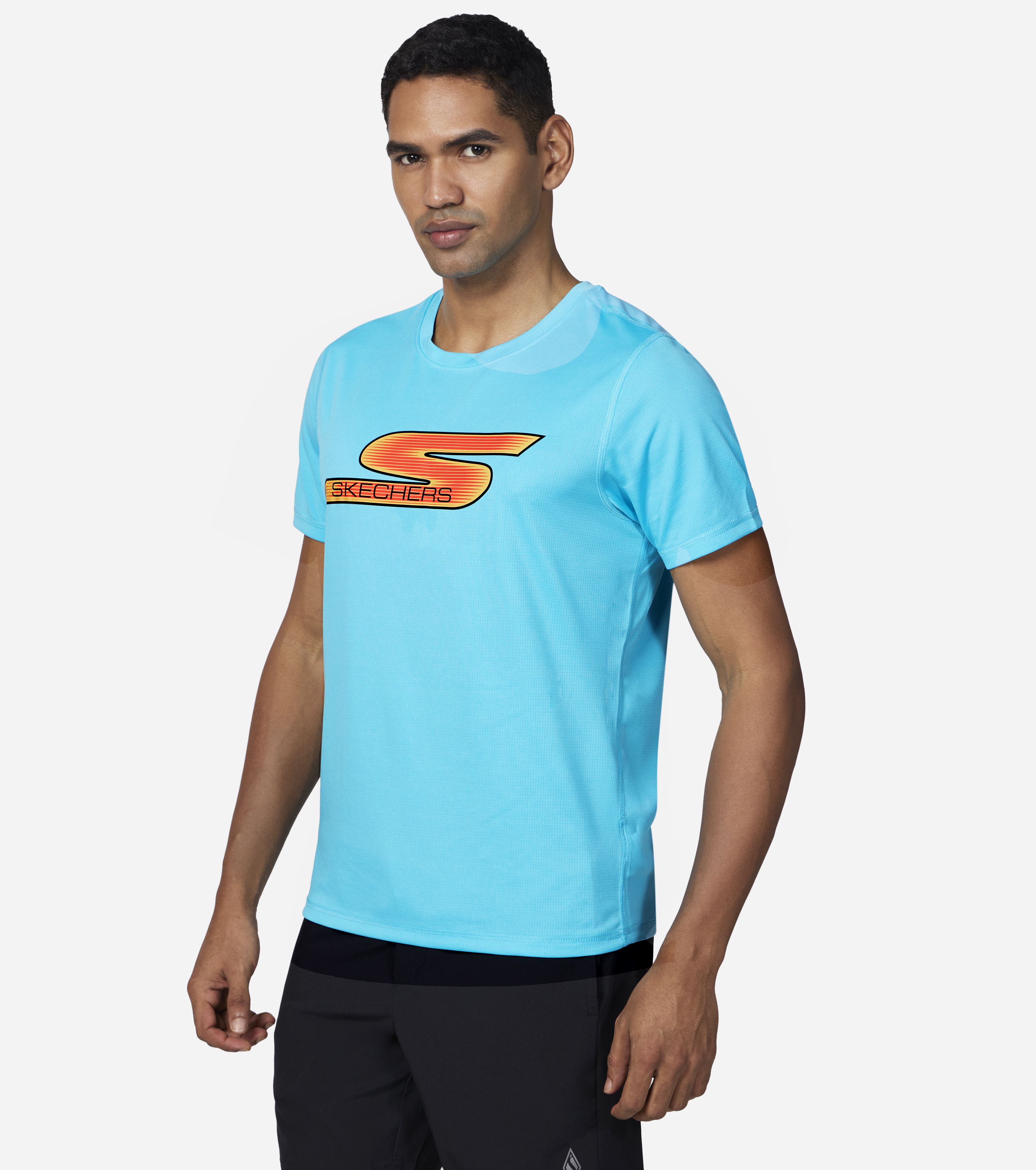 GORUN RAZOR S/S T-SHIRT, LIGHT BLUE/TURQUOISE Apparels Top View