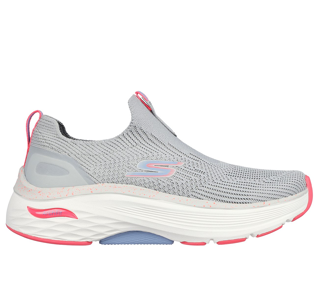 MAX CUSHIONING ARCH FIT - MYR, GREY/PINK Footwear Lateral View
