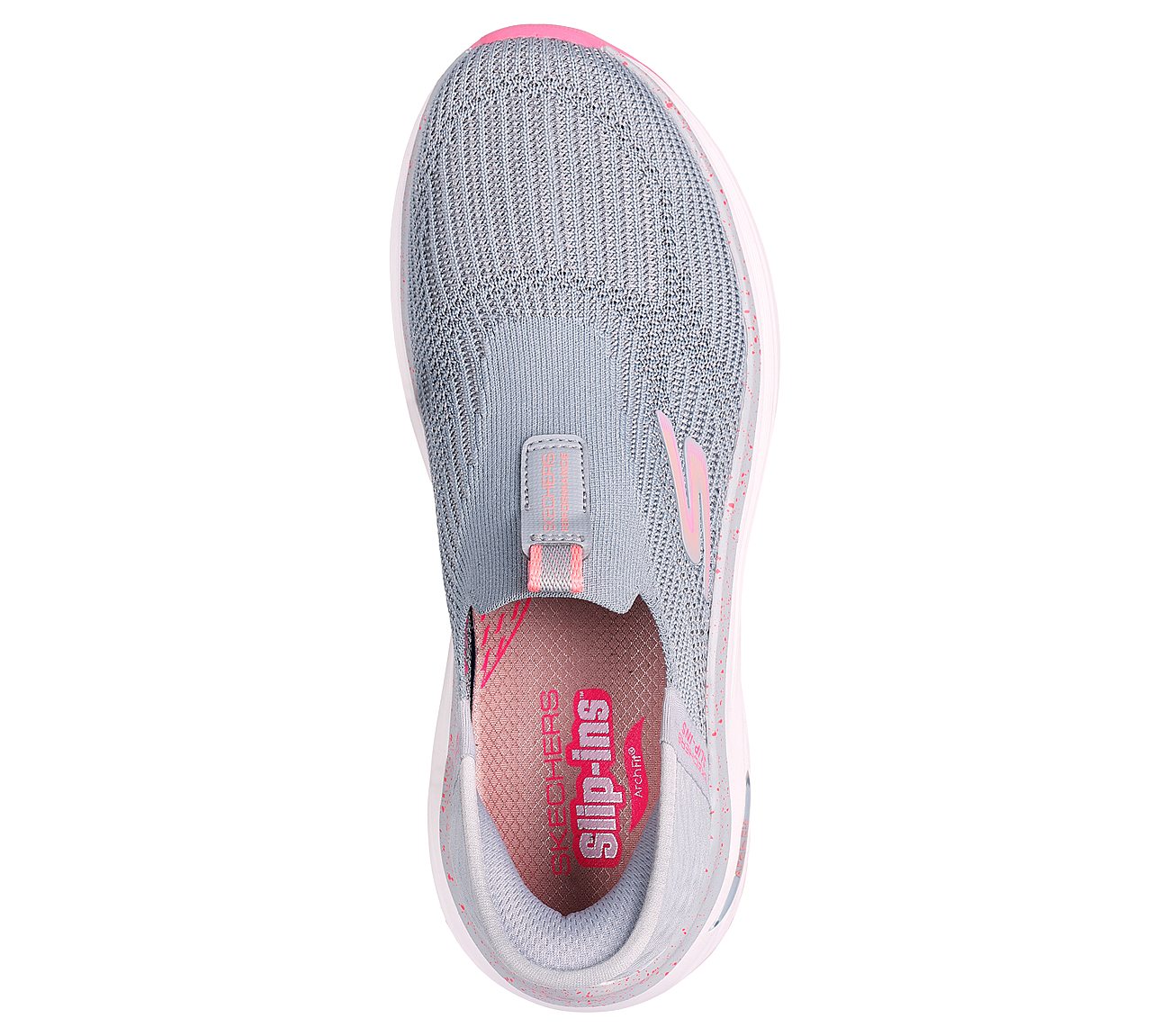 Skechers Slip-ins Max Cushioning Arch Fit - Fluidity, GREY/PINK Footwear Top View