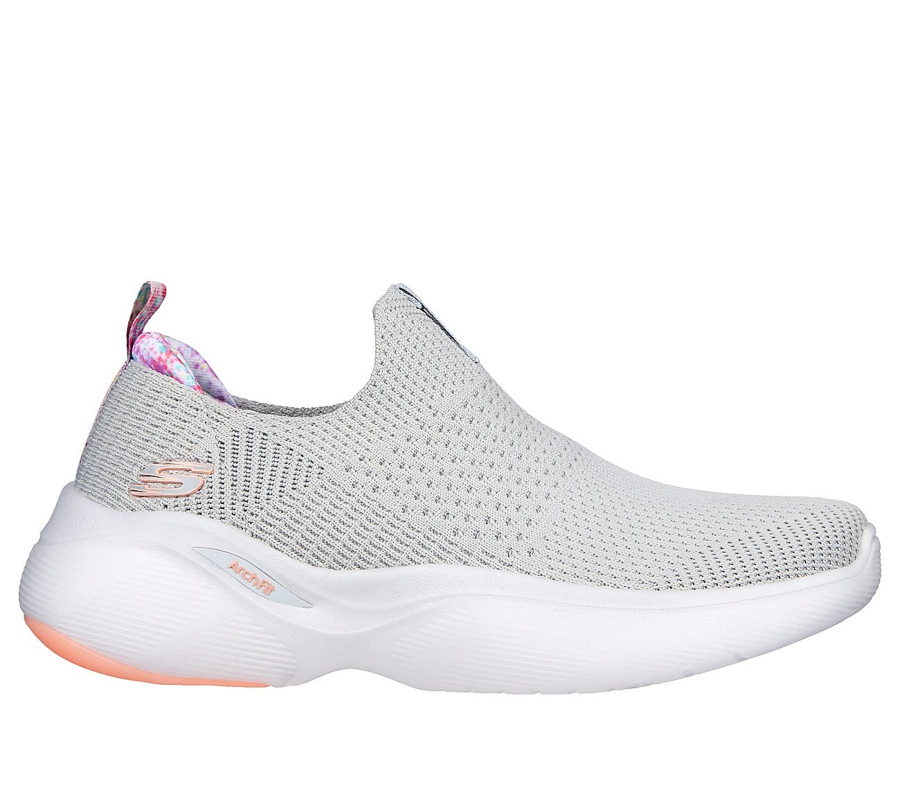 ARCH FIT INFINITY, LIGHT GREY/CORAL Footwear Lateral View