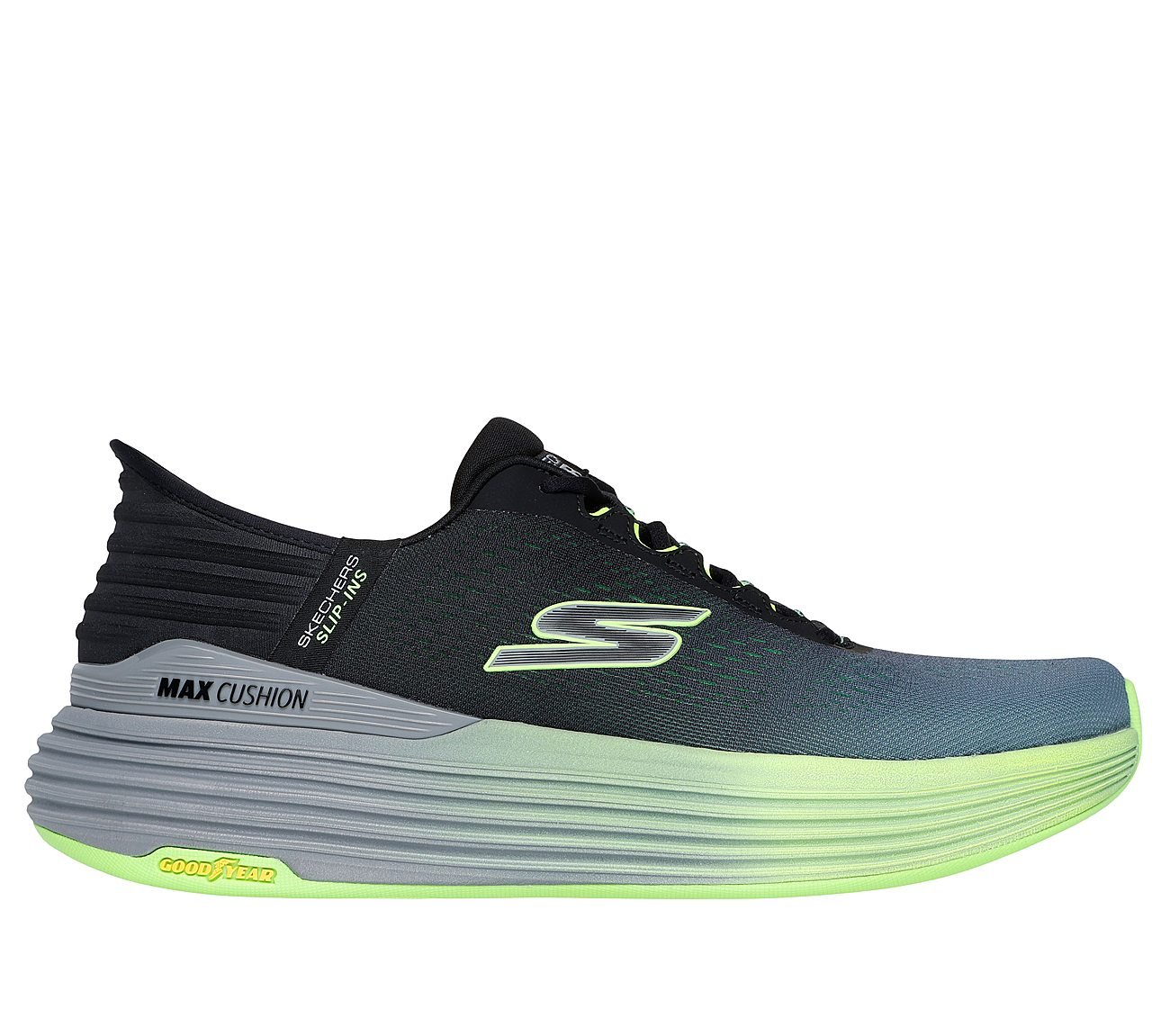 MAX CUSHIONING SUSPENSION - L, BLACK/LIME Footwear Lateral View