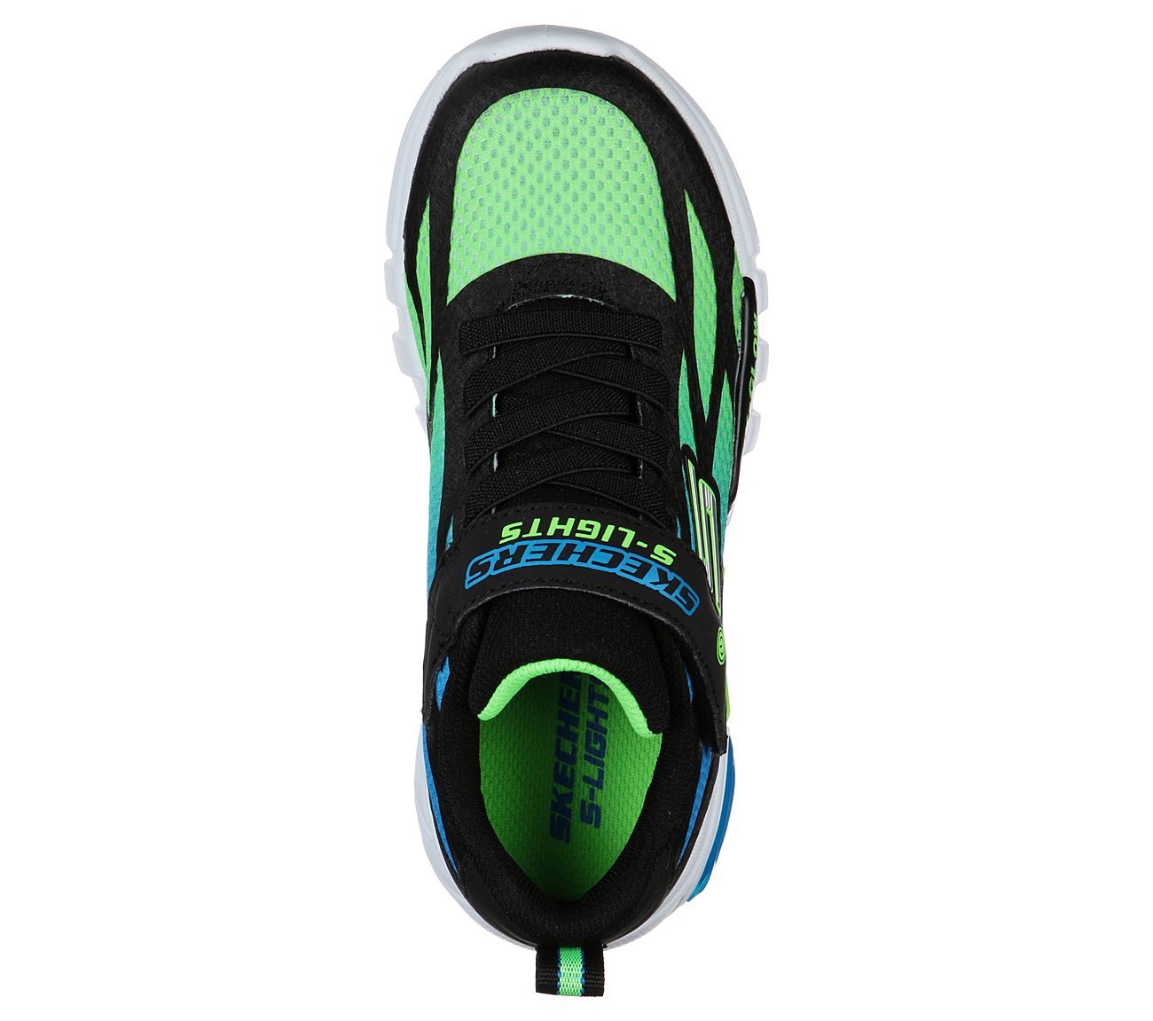 FLEX-GLOW - DEZLOM, BLACK/BLUE/LIME Footwear Top View