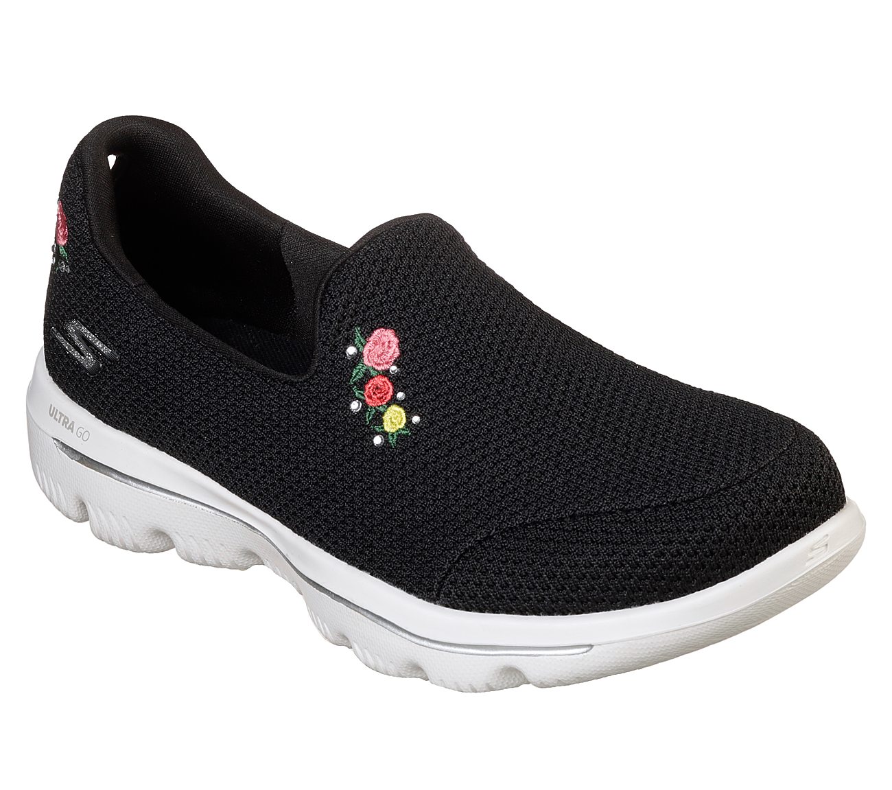 GO WALK EVOLUTION ULTRA-SATIS, BLACK/WHITE Footwear Lateral View