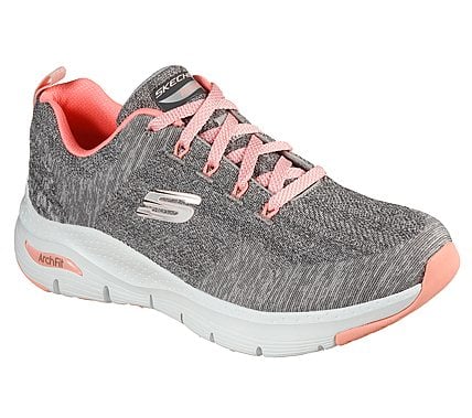 ARCH FIT-COMFY WAVE, GREY/PINK Footwear Lateral View